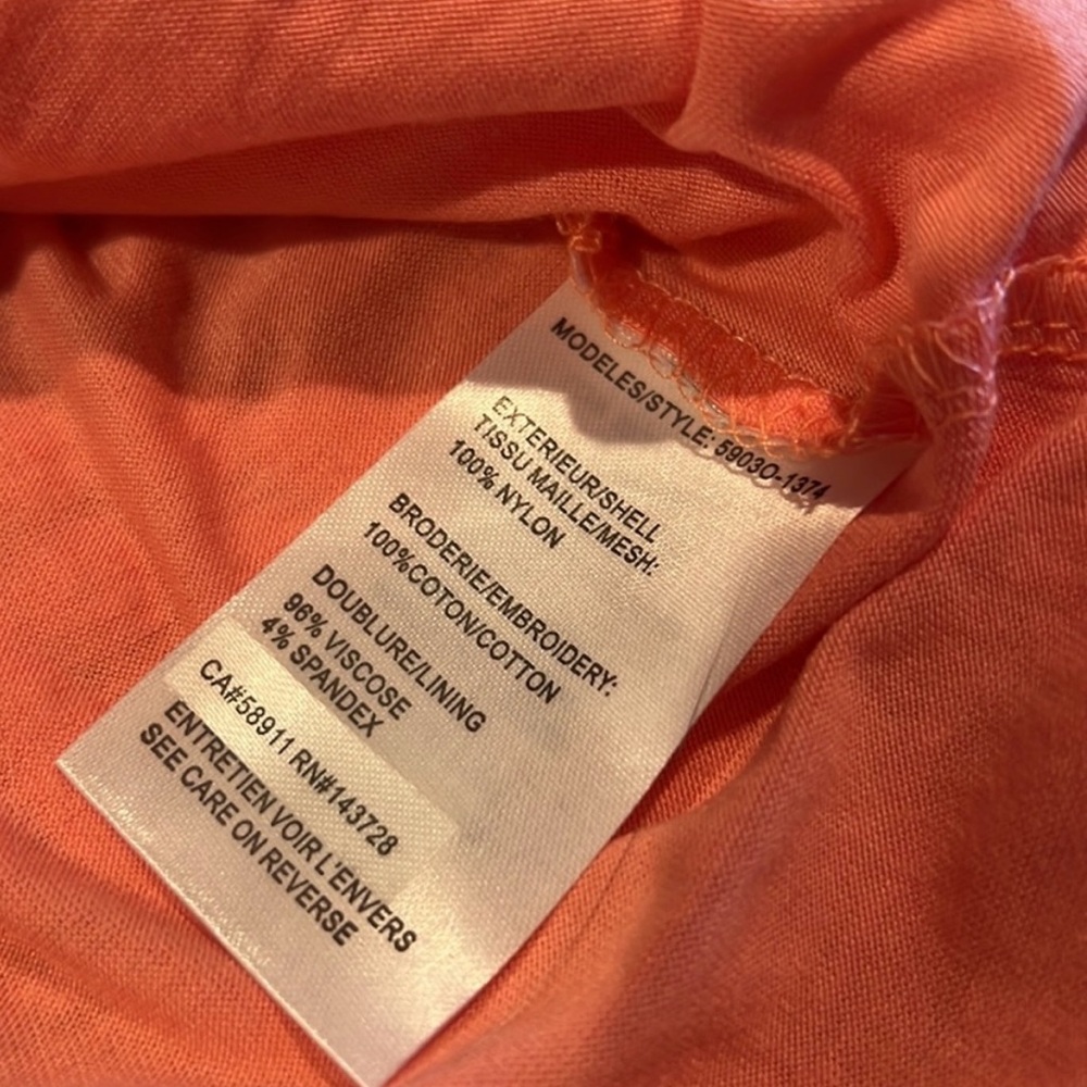 TRIBAL JEANS Women's Lined Light Orange Lace Top (M) - Picture 4 of 6